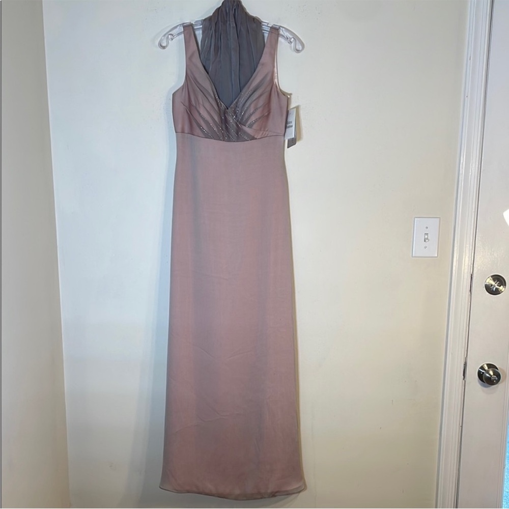 Adrianna Papell Beaded Empire Waist Gown with Body Wrap. 6. NWT. $298!